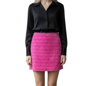 Cupcakes And Cashmere Pink Heart Velvet Mini Skirt, Sz. 4